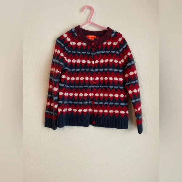 Joe Fresh toddler girls button down red and blue sweater size 4 - Picture 5 of 5